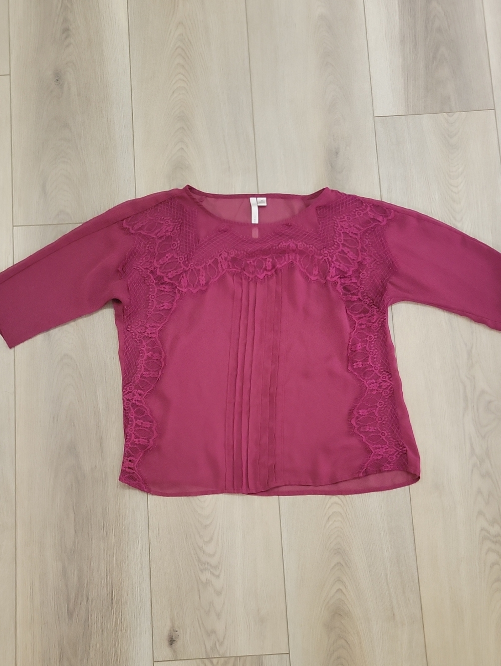 LC Lauren Conrad Lace-Trim Blouse — Fuchsia